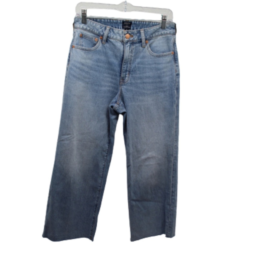 J Crew Curvy High Rise Wide Leg Cropped Jeans Womens 26 Light Wash Denim